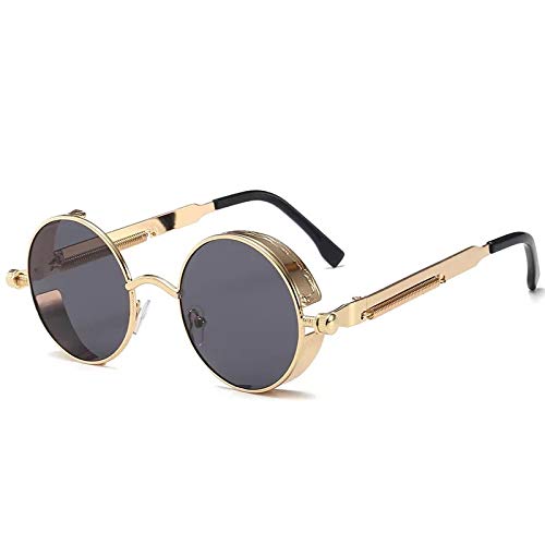 CHNNO1 Klassische Gothic Steampunk Sonnenbrille Designer Herren und Damen Retro Runde Metallrahmen Sonnenbrille UV400, Farbe-2 von CHNNO1