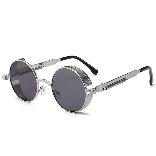 CHNNO1 Klassische Gothic Steampunk Sonnenbrille Designer Herren und Damen Retro Runde Metallrahmen Sonnenbrille UV400, Farbe-4 von CHNNO1