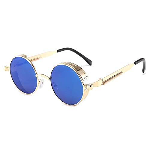 CHNNO1 Klassische Gothic Steampunk Sonnenbrille Designer Herren und Damen Retro Runde Metallrahmen Sonnenbrille UV400, Farbe: 15 von CHNNO1