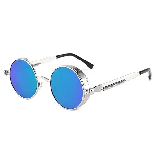 CHNNO1 Klassische Gothic Steampunk Sonnenbrille Designer Herren und Damen Retro Runde Metallrahmen Sonnenbrille UV400, Farbe: 25 von CHNNO1