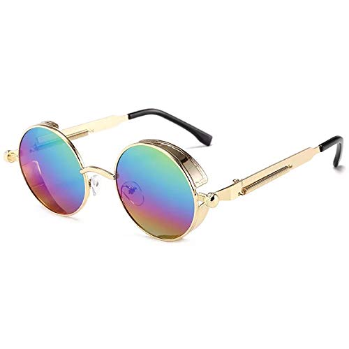 CHNNO1 Klassische Gothic Steampunk Sonnenbrille Designer Herren und Damen Retro Runde Metallrahmen Sonnenbrille UV400, Farbe: 29 von CHNNO1