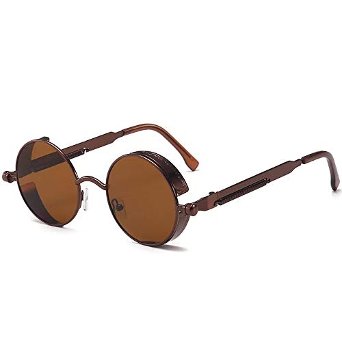 CHNNO1 Klassische Gothic Steampunk Sonnenbrille Designer Herren und Damen Retro Runde Metallrahmen Sonnenbrille UV400, Farbe: 7 von CHNNO1