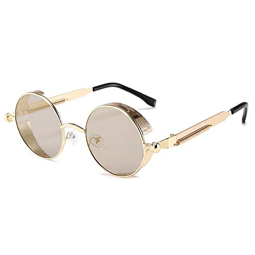 CHNNO1 Klassische Gothic Steampunk Sonnenbrille Designer Herren und Damen Retro Runde Metallrahmen Sonnenbrille UV400, Farbe: 8 von CHNNO1