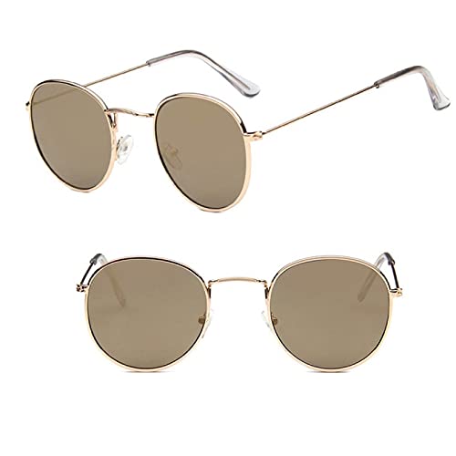 CHNNO1 Klassische runde Sonnenbrille mit kleinen Rahmen für Damen/Herren Designer Sonnenbrille Legierung, Gold-Gold von CHNNO1