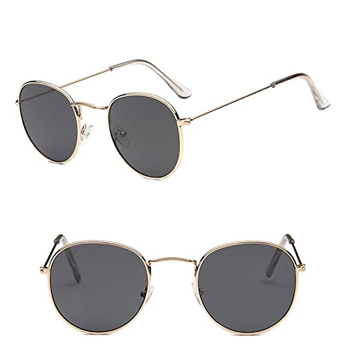 CHNNO1 Mode Retro Sonnenbrille Herren Runde Retro Brille, Herren/Damen Sonnenbrille Herren Klein, Goldgrau von CHNNO1