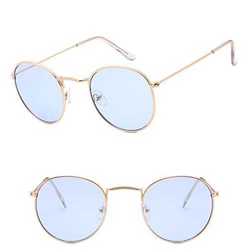 CHNNO1 Mode Retro Sonnenbrille Herren Runde Retro Brille, Herren/Damen Sonnenbrille Herren Klein, Goldoceanblue von CHNNO1