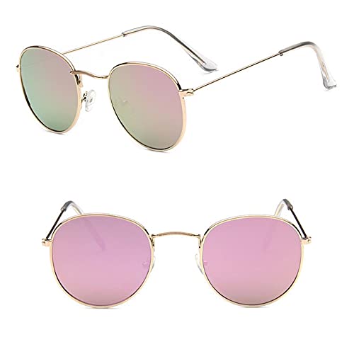 CHNNO1 Mode Retro Sonnenbrille Herren Runde Retro Brille, Herren/Damen Sonnenbrille Herren Klein, Goldrosa von CHNNO1