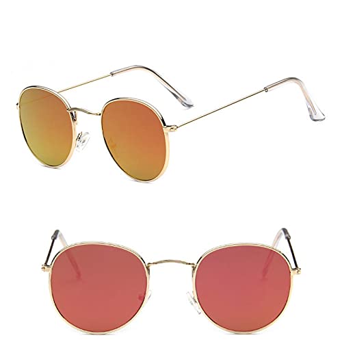 CHNNO1 Mode Retro Sonnenbrille Herren Runde Retro Brille, Herren/Damen Sonnenbrille Herren Klein, Goldrot von CHNNO1