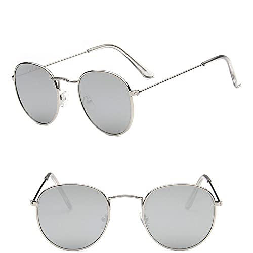 CHNNO1 Mode Retro Sonnenbrille Herren Runde Retro Brille, Herren/Damen Sonnenbrille Herren Klein, Silberfarben von CHNNO1