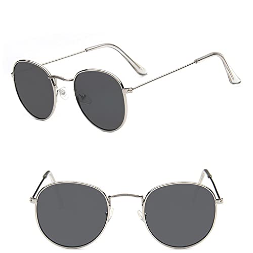CHNNO1 Mode Retro Sonnenbrille Herren Runde Retro Brille, Herren/Damen Sonnenbrille Herren Klein, Silbergrau von CHNNO1