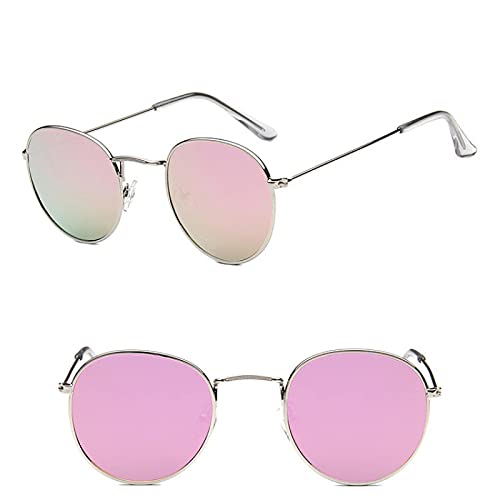 CHNNO1 Mode Retro Sonnenbrille Herren Runde Retro Brille, Herren/Damen Sonnenbrille Herren Klein, Silberrosa von CHNNO1