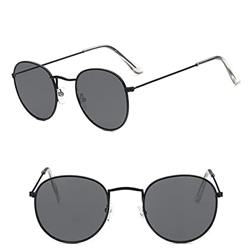 CHNNO1 Mode Retro Sonnenbrille Herren Runde Retro Brille, Herren/Damen Sonnenbrille Herren Klein, schwarzgrau von CHNNO1