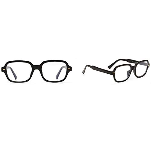 CHNNO1 Modische Unisex-Sonnenbrille, quadratisch, für Herren und Damen, modisch, kleiner Rahmen, gelbe Sonnenbrille, Retro, Nietbrille, UV400, Schwarz-transparent von CHNNO1