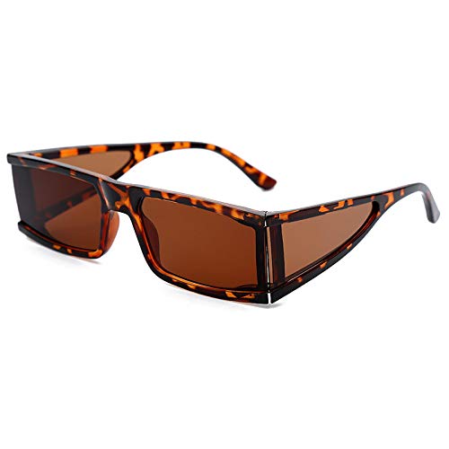 CHNNO1 Modische rechteckige kleine Sonnenbrille für Damen, spiegelnd, silberfarben, schwarz, transparente Gläser, einteilig, Punk, Herren-Schatten, UV400, 5 von CHNNO1