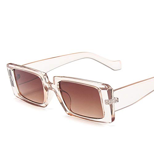 CHNNO1 Quadratische Retro-Sonnenbrille für Damen und Herren, Sonnenbrille für Damen, Größe S, Champagnetea von CHNNO1