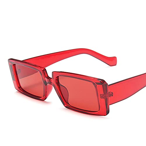 CHNNO1 Quadratische Retro-Sonnenbrille für Damen und Herren, Sonnenbrille für Damen, Größe S, Rotrot von CHNNO1
