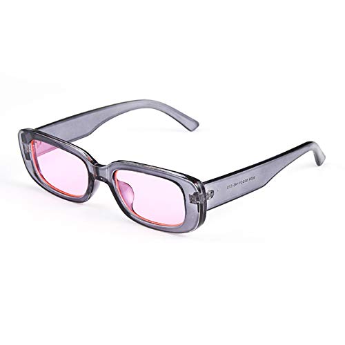 CHNNO1 Quadratische Sonnenbrille Reise Klein Rechteck Sonnenbrille Herren Damen Retro, Grau/Rosa von CHNNO1