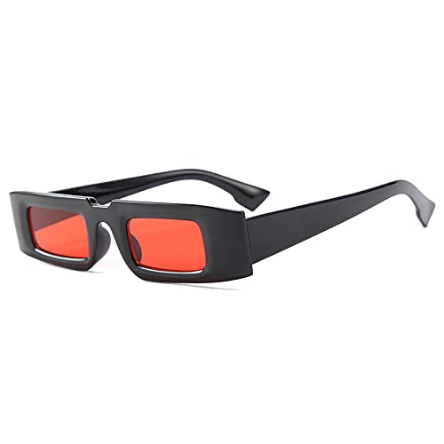 CHNNO1 Retro Square Sonnenbrille Damen Transparent UV400 Brille, Schwarz/Red von CHNNO1