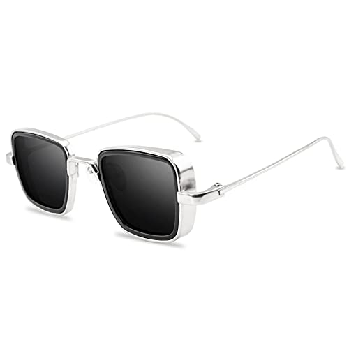 CHNNO1 Sonnenbrille Mode Herren Damen Designer Retro Quadratisch Metallrahmen Sonnenbrille UV400 Brille, C11silvergray von CHNNO1