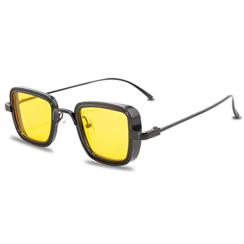 CHNNO1 Sonnenbrille Mode Herren Damen Designer Retro Quadratisch Metallrahmen Sonnenbrille UV400 Brille, C1blackyellow von CHNNO1