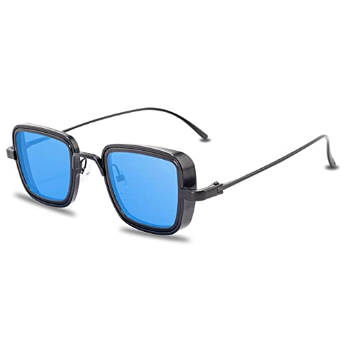 CHNNO1 Sonnenbrille Mode Herren Damen Designer Retro Quadratisch Metallrahmen Sonnenbrille UV400 Brille, C2blackblue von CHNNO1