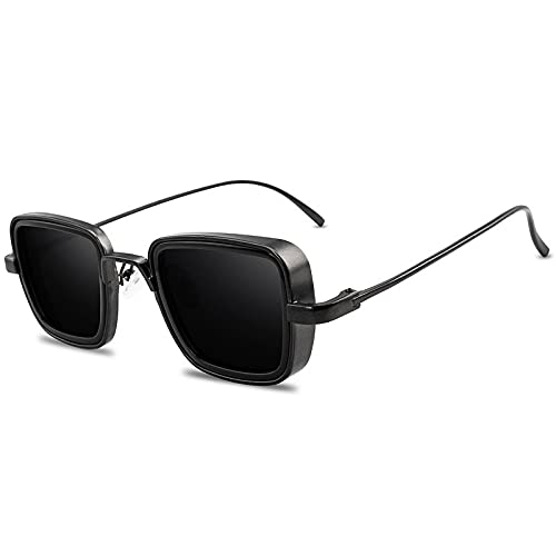 CHNNO1 Sonnenbrille Mode Herren Damen Designer Retro Quadratisch Metallrahmen Sonnenbrille UV400 Brille, C3blackgray von CHNNO1
