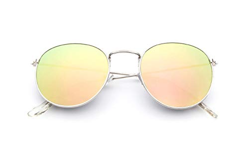 CHNNO1 Vintage Spiegel Designer Sonnenbrille Damen/Herren Klassische Runde Outdoor Sonnenbrille UV400, C12 von CHNNO1