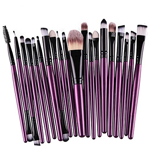 Set mit 20 Make-up-Pinseln, Kunststoffgriff, weiches synthetisches Haarpuder, Grundierung, Lidschatten, Make-up-Pinsel, Kosmetik, Lila von CHNNO1