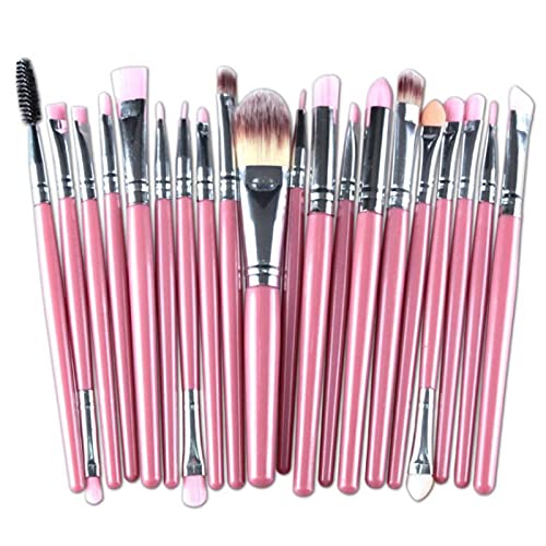 Set mit 20 Make-up-Pinseln, Kunststoffgriffen, weiches synthetisches Haarpuder, Grundierung, Lidschatten, Make-up-Pinsel, PinkSilver Kosmetik von CHNNO1