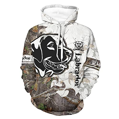 CHNOT Labrador Forest Kapuzenpullover Damen Herren Hoody mit Taschen Pullover mit Kapuze Langarm Gemütlich Kapuzensweat White XXL von CHNOT