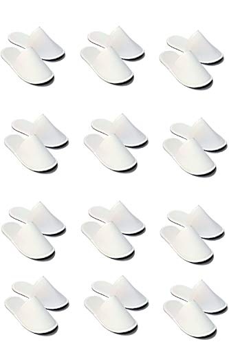 CHOCHILI 12 Pairs Fabric Packed Disposable Hotel Slippers for Airbnb Spa Salon Party Wedding Guests - Fits up to Adult US Men Size 10 & Women Size 11, White von CHOCHILI