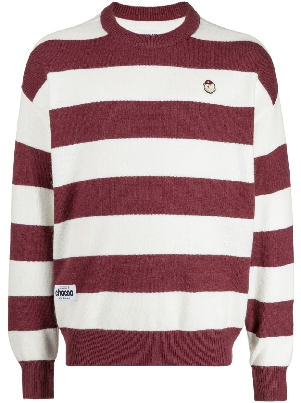 CHOCOOLATE Gestreifter Pullover mit Logo-Patch - Rot von CHOCOOLATE