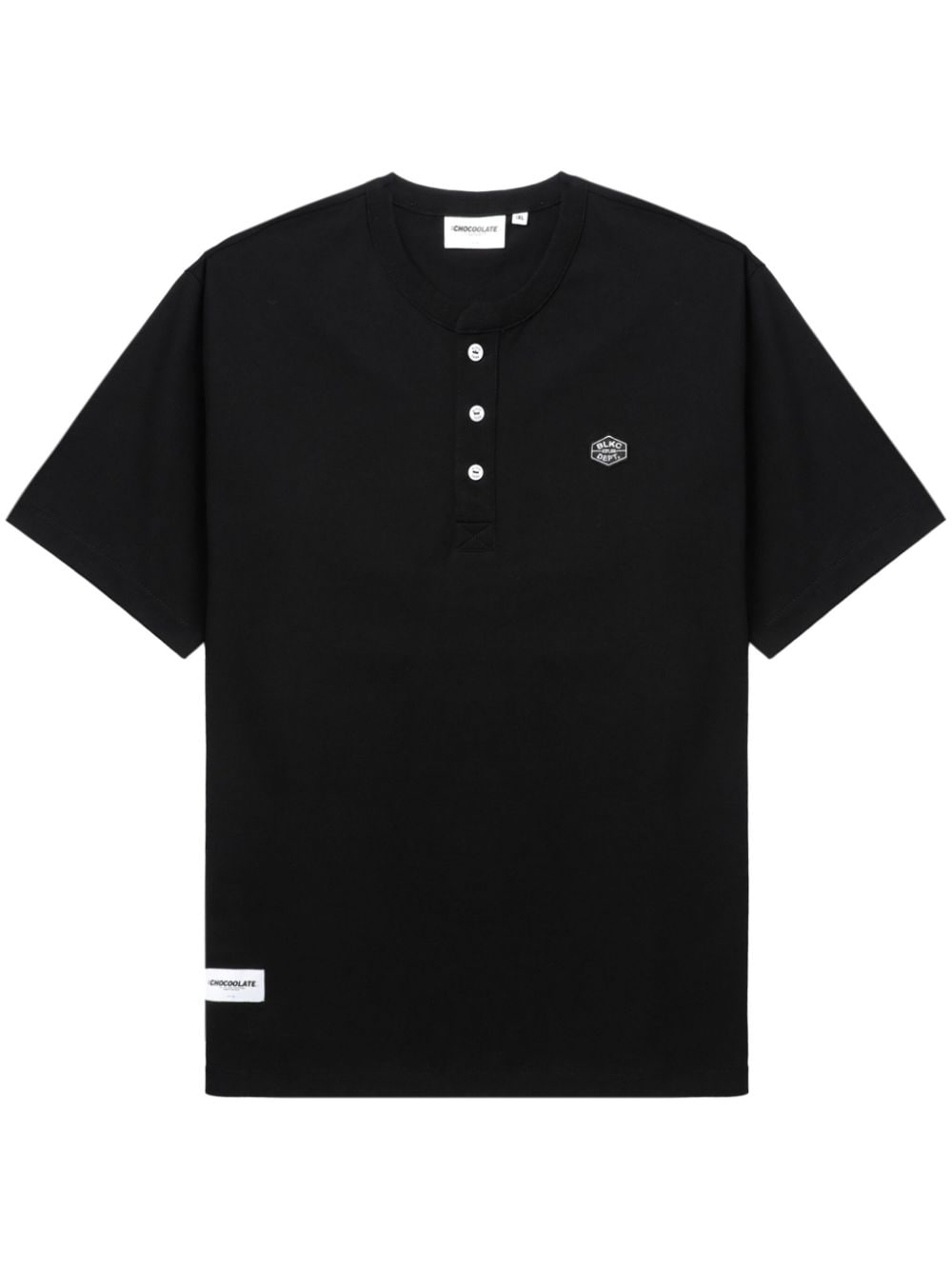 CHOCOOLATE Henley-T-Shirt mit Logo-Patch - Schwarz von CHOCOOLATE