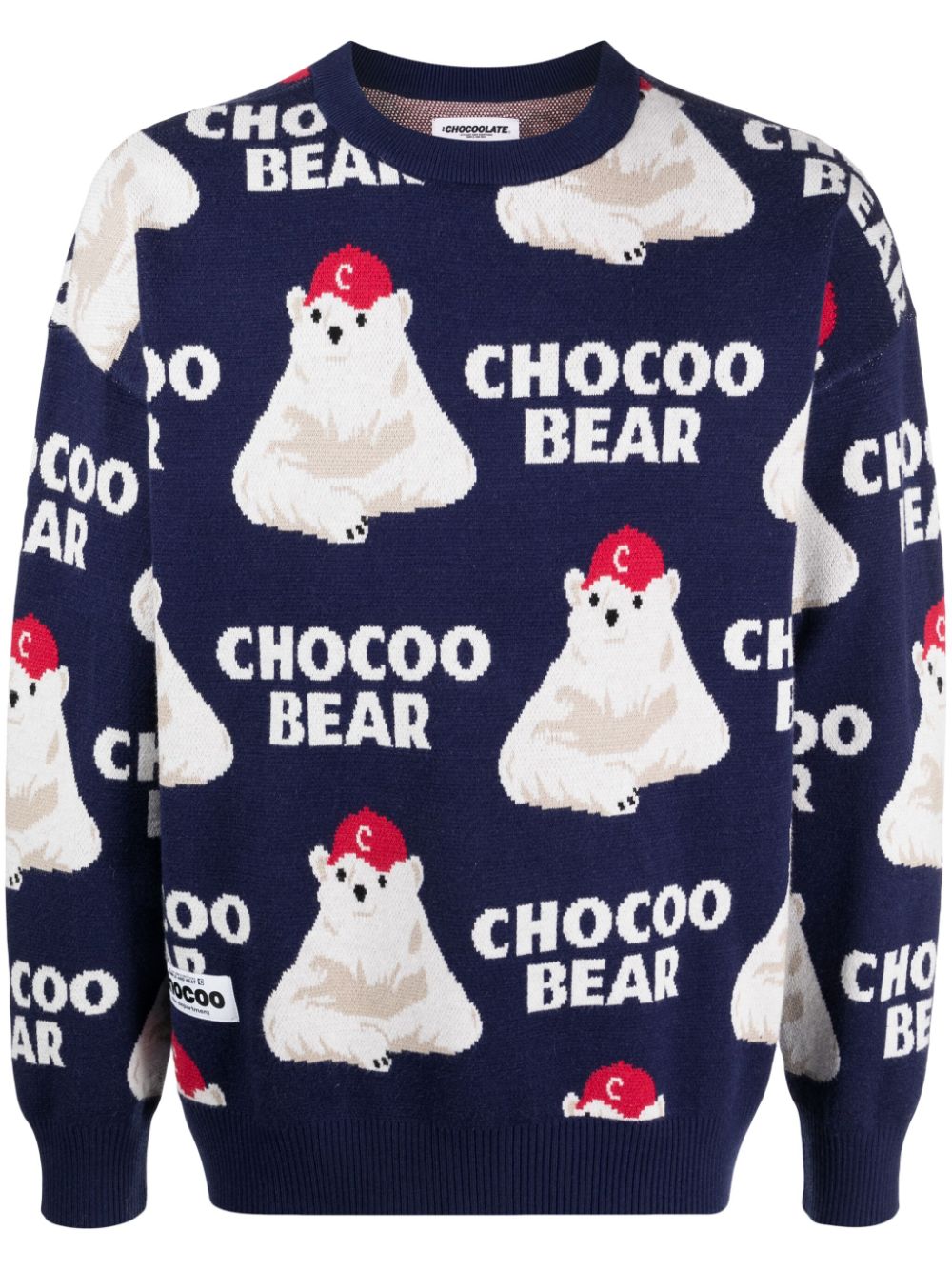 CHOCOOLATE Intarsien-Pullover mit Chocoo Bear - Mehrfarbig von CHOCOOLATE