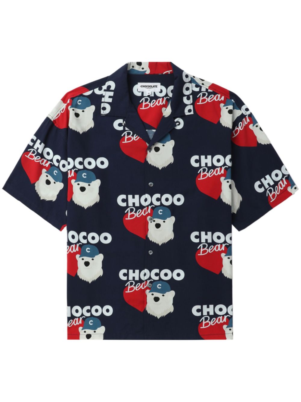 CHOCOOLATE Kurzärmeliges Hemd mit Bären-Print - Blau von CHOCOOLATE