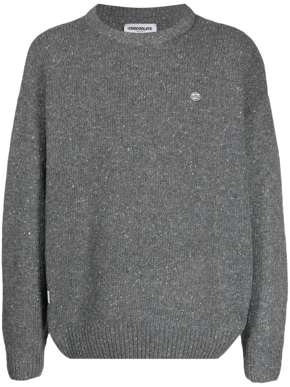 CHOCOOLATE Melierter Pullover mit Logo-Applikation - Grau von CHOCOOLATE