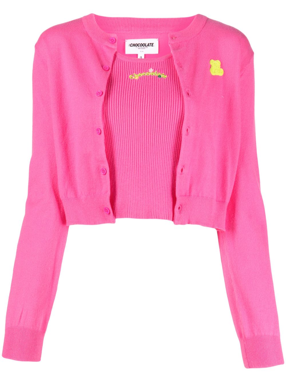 CHOCOOLATE Cardigan mit Logo-Patch - Rosa von CHOCOOLATE