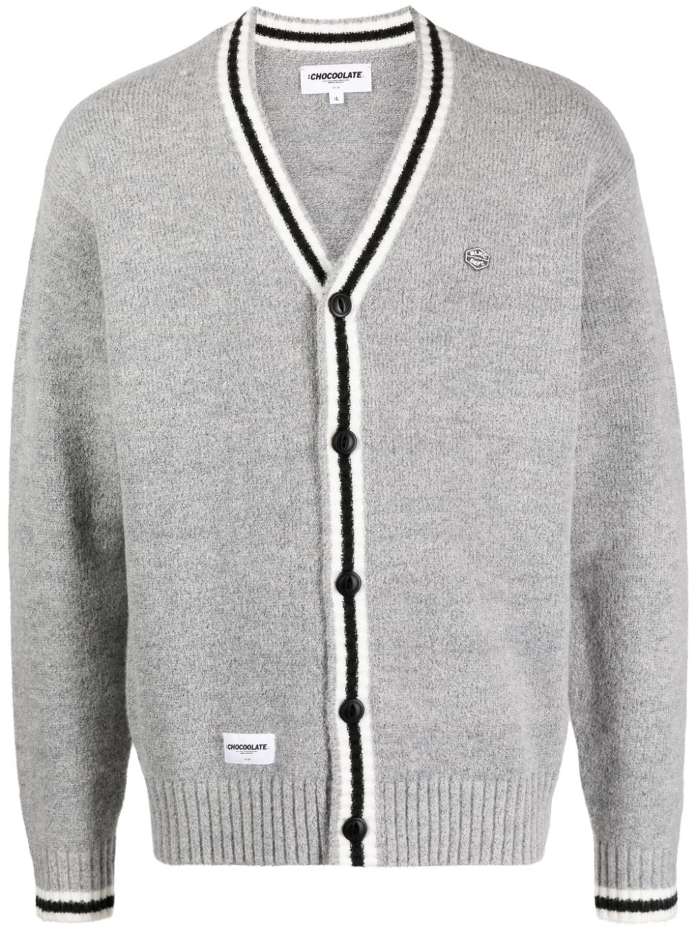 CHOCOOLATE Cardigan mit Logo-Print - Grau von CHOCOOLATE