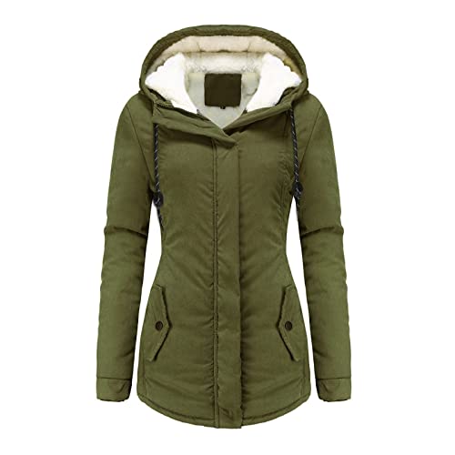 CHOHJIA Winterjacke Damen Steppjacke Langarm Wintermantel Parka Mantel Übergangsjacke Winddichter Einfarbig Trenchcoat Kapuzenmantel Sweatjacke Warme Jacke Outwear Oberteile Tops Outdoor Jacken von CHOHJIA