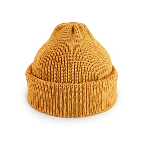 CHOK.LIDS Fisherman Beanie kurz gestrickt Klassische Manschette Schädel Kappen Outdoor Winter stilvolle Trawler Sailor Beanies für Herren und Damen (Senf) von CHOK.LIDS