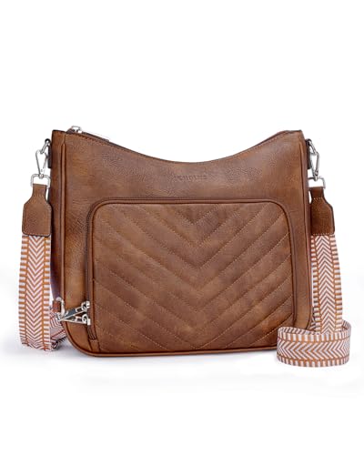 CHOLISS Große Umhängetasche mit integrierter Brieftasche, Braun von CHOLISS