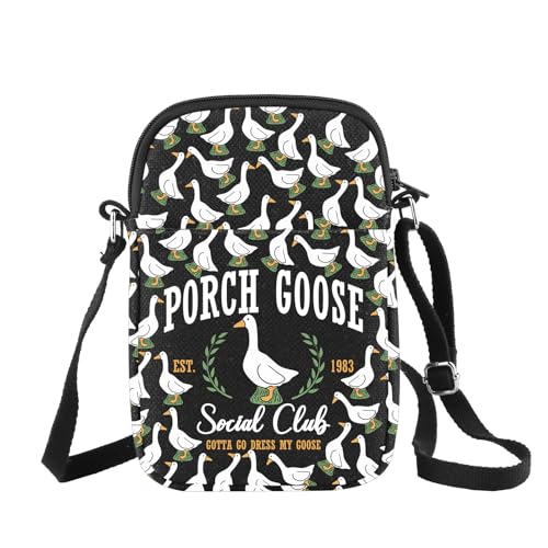 CHOORO Porch Goose Social Club Gotta Go Dress My Goose Crossbody-Tasche, lustiges Geschenk für Gänseliebhaber, Porch Goose B von CHOORO
