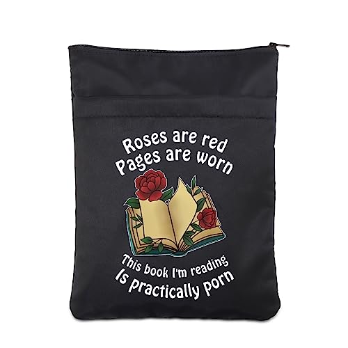 CHOORO Roses are Red Pages are Worn Book Sleeve Bookish Merch Romance Reader Gift Dirty Book Lover Gift (Red Pages-b) von CHOORO