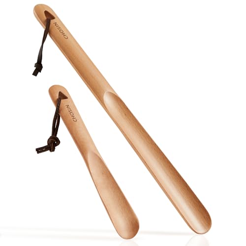 CHOSIN Schuhlöffel Langer Griff: 2 Pack Schuhlöffel Holz für Stiefel - Schuhhelfer zur Reduzierung der Schuhverschleißzeit für Männer oder Frauen von CHOSIN