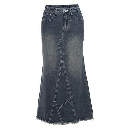 American Retro Trompete Meerjungfrau Denim Rock Frauen Y2k Vintage Hohe Taille Schlank Lange Steampunk Jeans Maxi Rock Korean-1-L von CHOUBAGUAI
