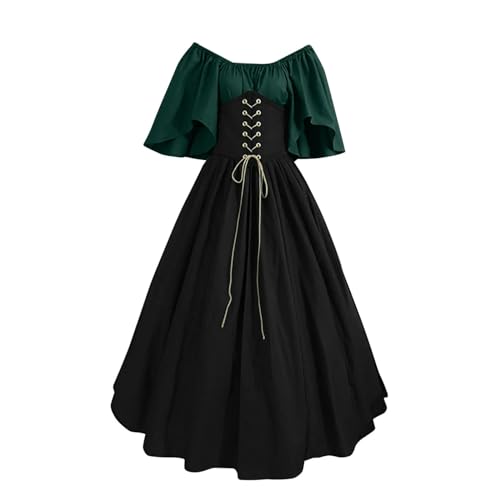 CHOUBAGUAI Damen Kleider Kostüme Retro Gothic Prinzessin Weibliche Bandage Korsett Party Maxikleid-Grün-M von CHOUBAGUAI