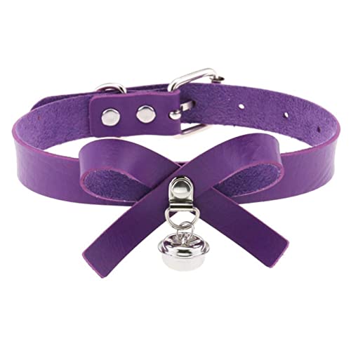 CHOUBAGUAI Fashion Bell Choker Halskette für Damen Schwarz Choker Katze Cosplay Niedliche Schleife Halsband Mädchen Gothic Schmuck - lila von CHOUBAGUAI