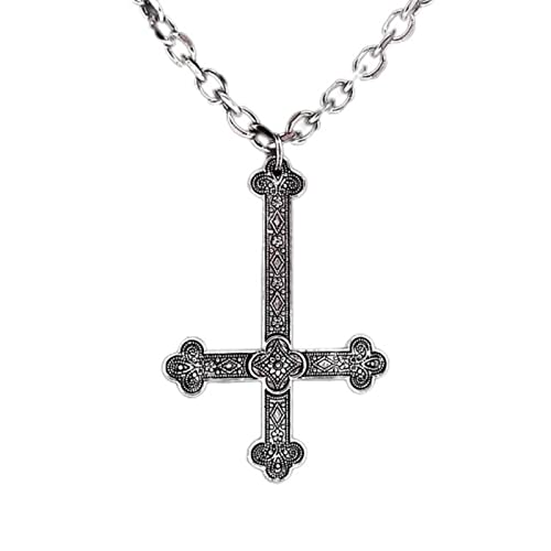 CHOUBAGUAI Halskette, umgedrehtes Kreuz, satanischer Schmuck, okkulter Schmuck, viktorianische, kunstvolle Kreuz-Halskette von CHOUBAGUAI