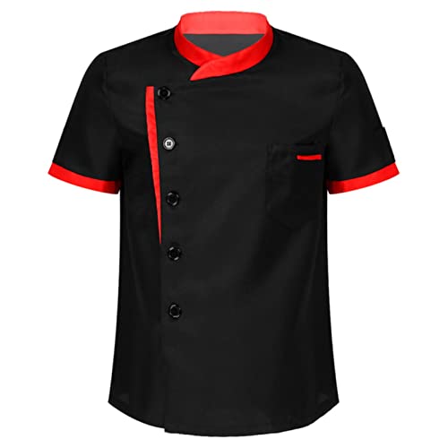 CHOUBAGUAI Kochjacke für Herren und Damen, kurzärmelig, Hemden, Knopfleiste, Hotel, Restaurant, Küche, Uniformen, Kochen, Backen, Kleidung, Uni, Schwarz, Größe XL von CHOUBAGUAI