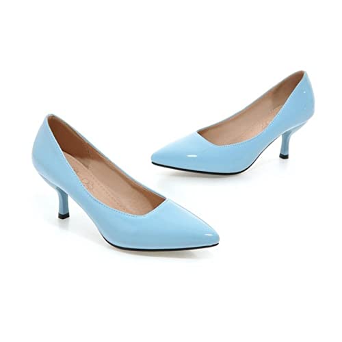 CHOUBAGUAI Plus Size Casual Mid Heel High Heels Damen Schuhe Mode Spitze Zehen High Heels Party Büro Hochzeit Schuhe Damen - Blau, 4,5 von CHOUBAGUAI